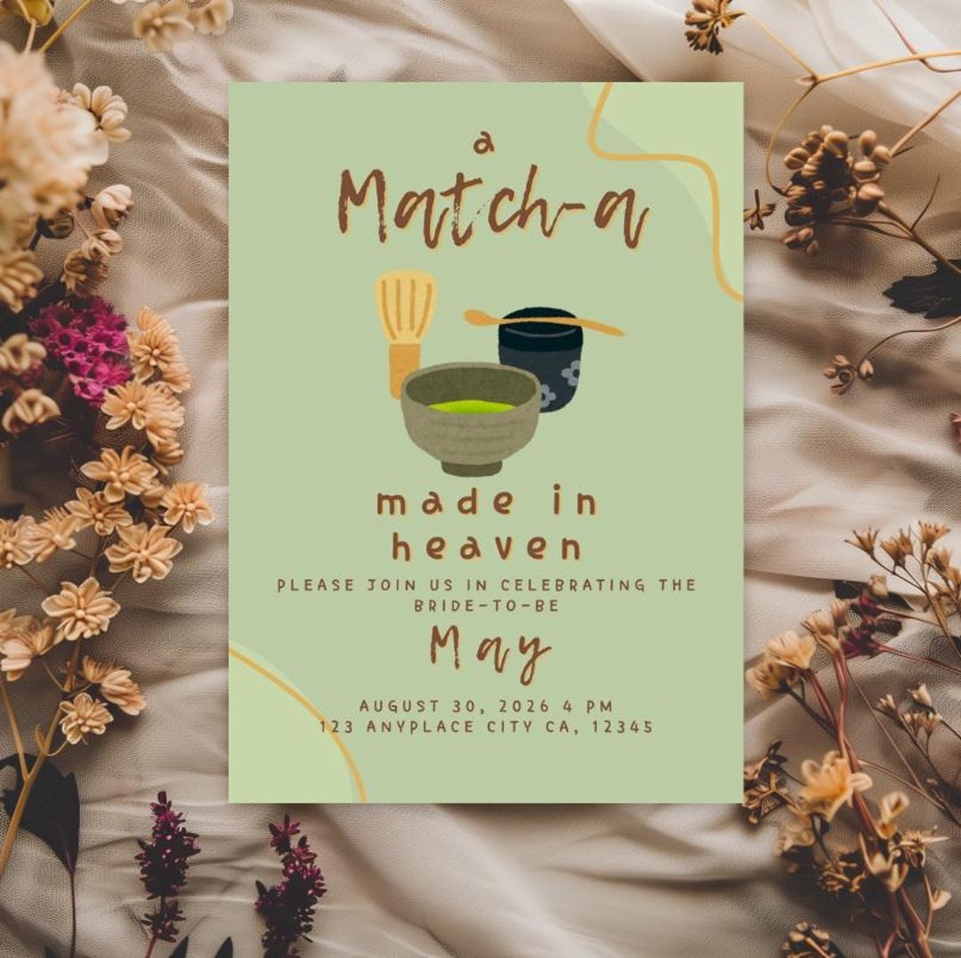Matcha Engagement Bridal Shower Party Invitation: A Match-a Made in ...