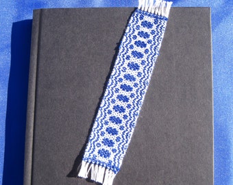 Bookmark, Handwoven Mayflower Bookmark, Bookmark Overshot Weaving, Royal Blue Bookmark