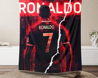 Cristiano Ronaldo Plush Blanket, Soccer Fan Gift, Bedroom Decor