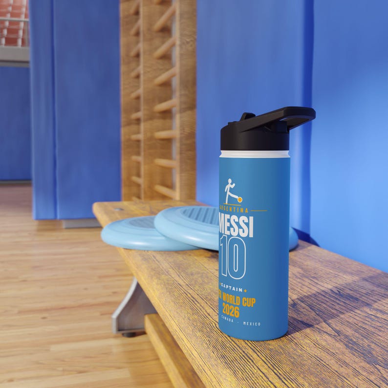 Lionel Messi Stainless Steel Water Bottle - World Cup Soccer Fan Gift image 12