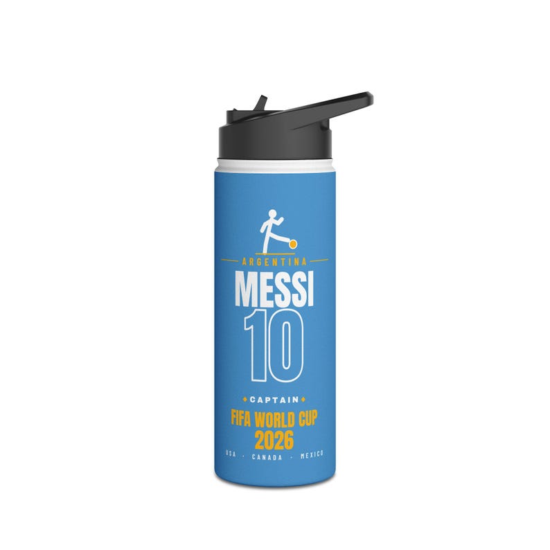 Lionel Messi Stainless Steel Water Bottle - World Cup Soccer Fan Gift image 10