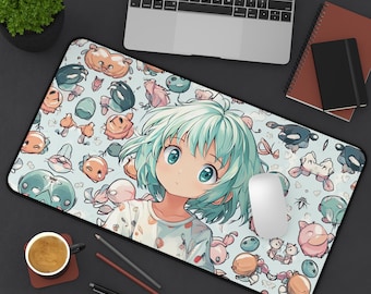 Anime Girl Desk Mat, Neoprene Gaming Mouse Pad
