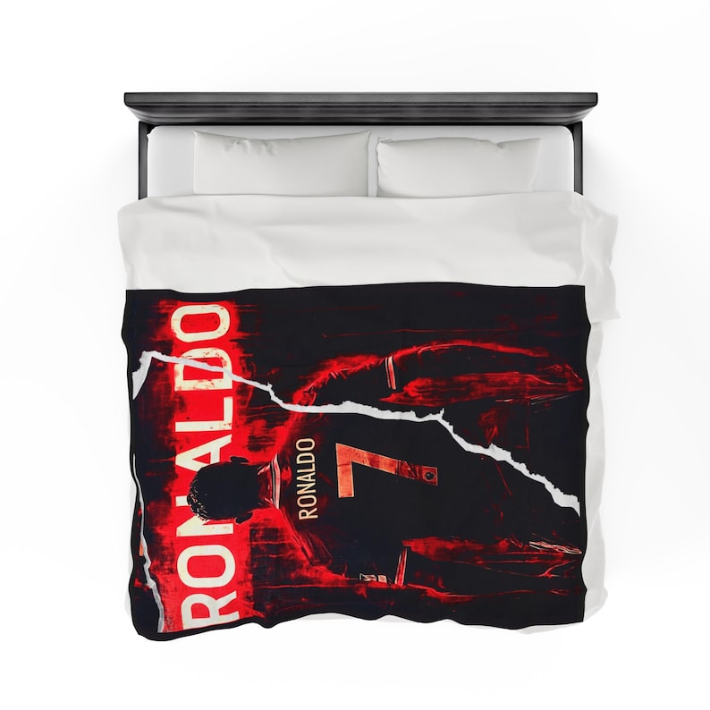 Manta de peluche de Cristiano Ronaldo, regalo para aficionados al fútbol, decoración de dormitorio imagen 9