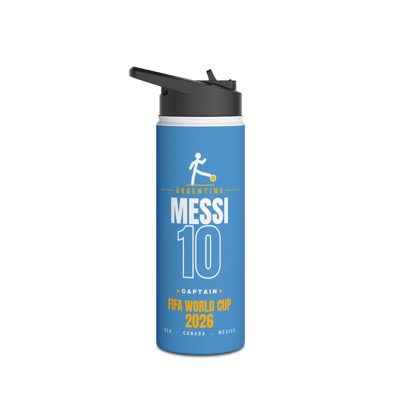 Lionel Messi Stainless Steel Water Bottle - World Cup Soccer Fan Gift 18oz