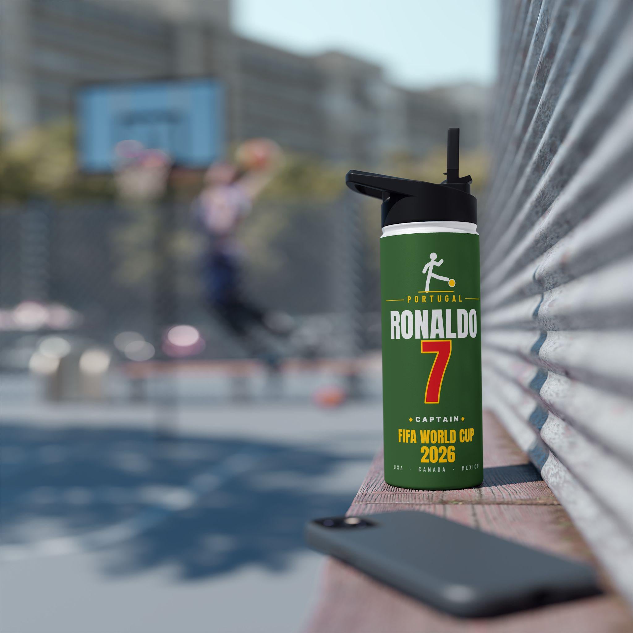 Cristiano Ronaldo Stainless Steel Water Bottle - World Cup Soccer Fan Gift