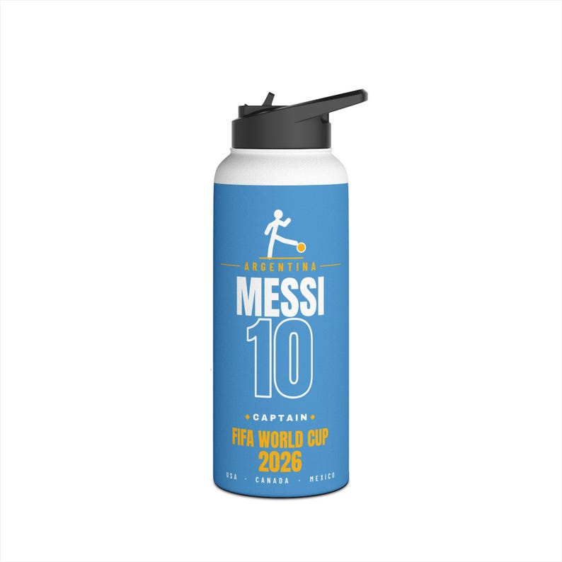 Lionel Messi Stainless Steel Water Bottle - World Cup Soccer Fan Gift image 15