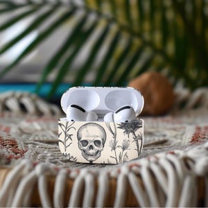 Gothic Skull AirPod Case, Apple AirPod Cover, Spooky Wireless Earphone Holder, Polycarbonate Scratch Resistent