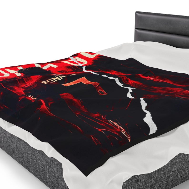 Manta de peluche de Cristiano Ronaldo, regalo para aficionados al fútbol, decoración de dormitorio imagen 8
