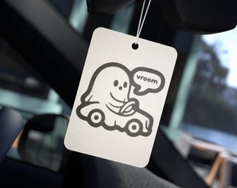 Ghost Car Air Freshener, Halloween Vroom, Pine Scent