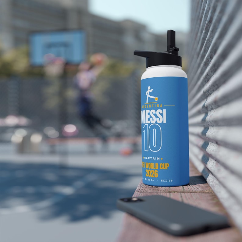 Lionel Messi Stainless Steel Water Bottle - World Cup Soccer Fan Gift image 17