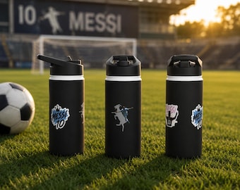 Messi Goat Shadow Stainless Steel Water Bottle, Standard Lid