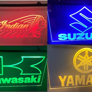 insegna luminosa a LED per officina di motociclette