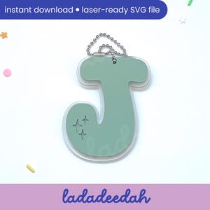 Sparkle Bubble Alpha 'J' letter sleutelhanger taslabel enkele letter - laser-svg-bestand - commercieel gebruik