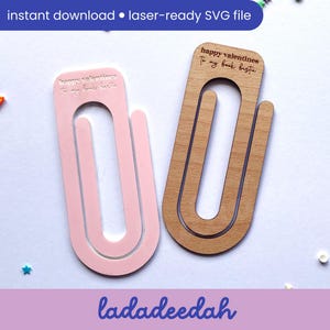 Marcador de clipe de papel Book Bestie Valentine - arquivo Laser SVG - uso comercial