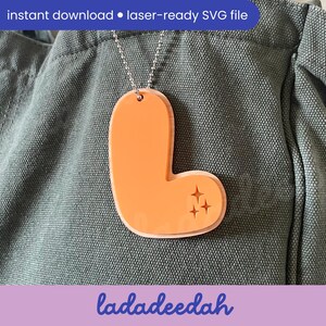 Chaveiro com letra Alpha 'L' Sparkle Bubble, etiqueta de bolsa, letra única - arquivo Laser SVG - uso comercial