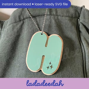 Etiqueta para bolso con llavero con letra "H" Sparkle Bubble Alpha (una sola letra) - Archivo SVG láser - Uso comercial