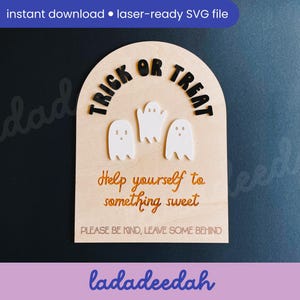 Schattig Ghost Halloween Trick or Treat-teken - laser-SVG-bestand - commercieel gebruik