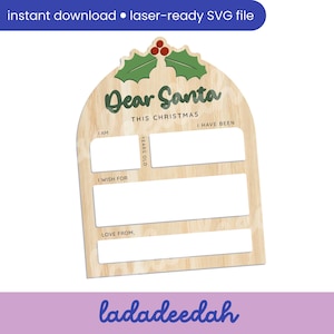Lieber Santa, Weihnachten ...beschreibbare Wunschliste Laser SVG-Datei - kommerzielle Nutzung