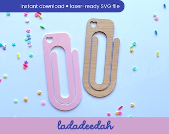 Heart tab paperclip bookmark - Laser SVG file - commercial use