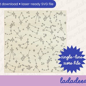 Conjunto de ícones e padrões de constelações do zodíaco de pontuação de linha única - arquivo SVG a laser - uso comercial