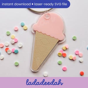 Icecream Cone keychain bag tag Laser SVG file - commercial use