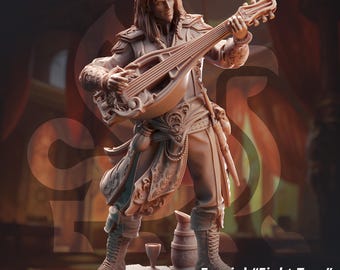 Ereviel “Eight Toes” – Bard of (mis)Fortune D&D Miniature Human Elf Bard NPC Musician Dungeons and Dragons RPG Wargaming from DM Stash