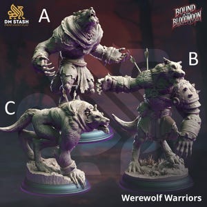 Werewolf Warriors D&D Miniature Monster Fighter Barbarian Hunter Dungeons and Dragons RPG Wargaming Fantasy from DM Stash