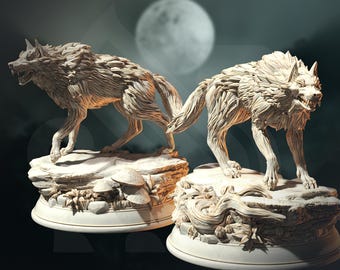 Lobos huargos del norte - Miniatura de monstruo perro lobo para D&D, Dungeons and Dragons, juegos de rol, wargames, juegos de mesa, fantasía, miniatura de DM Stash