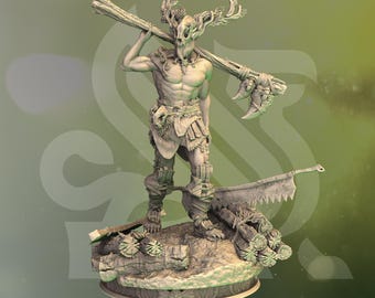 Treneal Ironbark – Guerrero devoto Miniatura de D&D Humano Elfo Mago Druida Bárbaro Dungeons and Dragons RPG Fantasía Wargaming de DM Stash