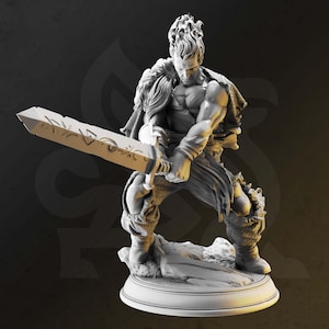Gaius - Bloodhunter Captain D&D Miniature Human Barbarian Fighter Magic Sword Dungeons and Dragons RPG Wargaming miniature from DM Stash
