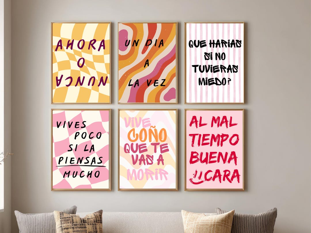 Spanish Quote Prints – Motivational Pastel Decor, Set of 6 (digital ...