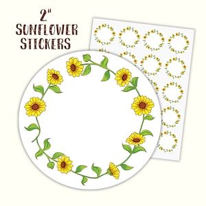 SUNFLOWER STICKERS,Sunflower Sticker,Flower Sticker,Planner Stickers,Write On Stickers,Sunflower Labels,Journal Stickers,Packaging Stickers