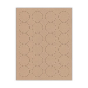 1-2/3" Blank BROWN KRAFT Round Circle Stickers, Kraft Labels, Round Stickers, Sticker Sheets, Blank Labels, Journal Stickers, Printable Stickers