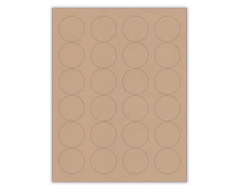 Pegatinas redondas de papel kraft marrón de 1-2/3", etiquetas kraft, pegatinas redondas, hojas de pegatinas, etiquetas en blanco, pegatinas para diario, pegatinas imprimibles