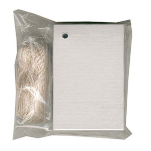 100 BLANK blass grau Hängen Tags & Farbe Strings. Größe 2 "x 3"