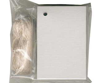 100 BLANK Pale Gray Hang Tags & Color Strings. Size 2" x 3"