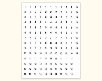 10x STICKERS NUMBERED #1-#15 Sequential White~Tiny 1/2&quot; Circle Labels Consecutive,Matte Finish,Made In Usa,Number sticker,number label