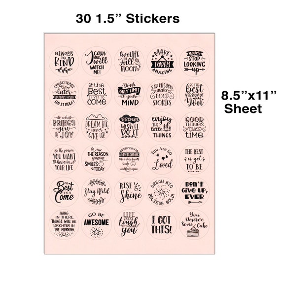 30 PINK INSPIRATIONAL 1,5 Aufkleber, inspirierende Sticker
