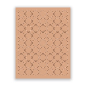 1&quot; Blank BROWN KRAFT Round Circle Stickers for Inkjet & Laser Printers. Size: 8-1/2&quot;x11&quot; Standard Sheets,Kraft Labels,Round,Bulk Stickers