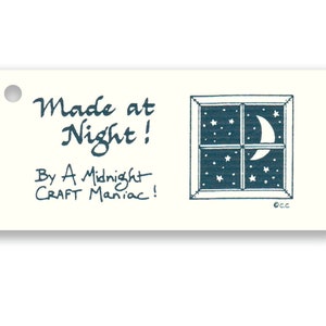 50 MIDNIGHT CRAFT MANIAC Hang tags , Tags For Crafters, Price tags, Gift Tags , Hang Tags Price Tags, Tags for Vendors, Craft Show Tags