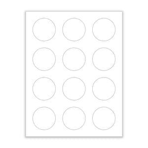 2&quot; PRINT To EDGE 12 up,Blank White Matte Round Circle Stickers for Inkjet & Laser Printers. 8-1/2&quot;x11&quot; Sheets.Mason Jar Labels,Bulk Stickers