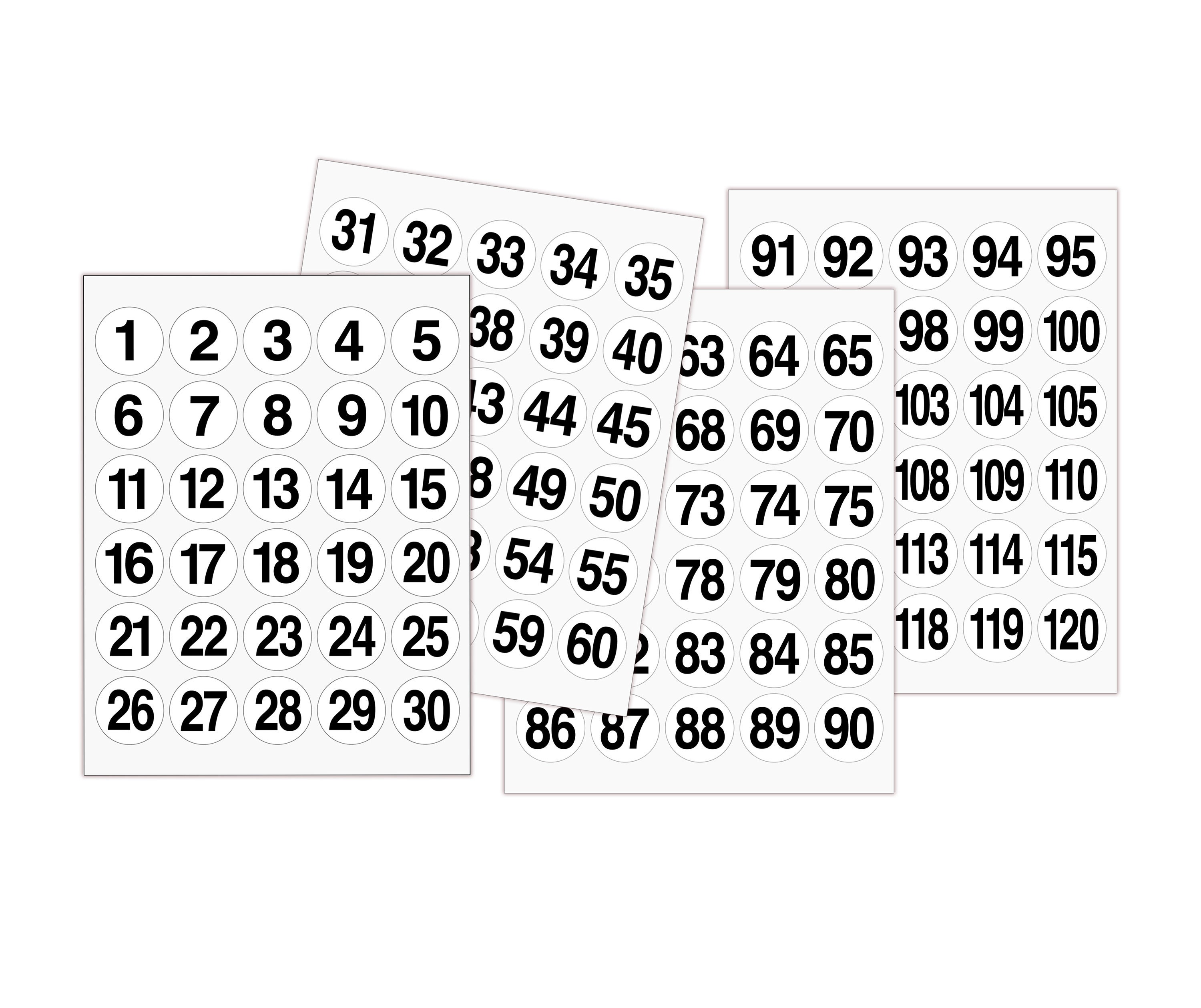 Number 1-63 or 64-126 Sequentially Numbered Stickers 1 Round