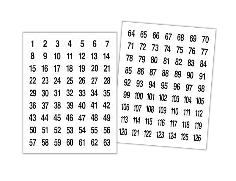 1 Inch NUMBERS #1-#315 STICKERS Sequential, 1