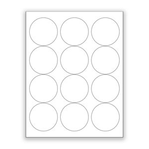 2-1 / 2 "leere WEISSE MATTE runde Kreis-Aufkleber für Tintenstrahl- und Laserdrucker. Größe: 8-1 / 2 "x 11" Standardblätter, weiße Etiketten, Massenaufkleber