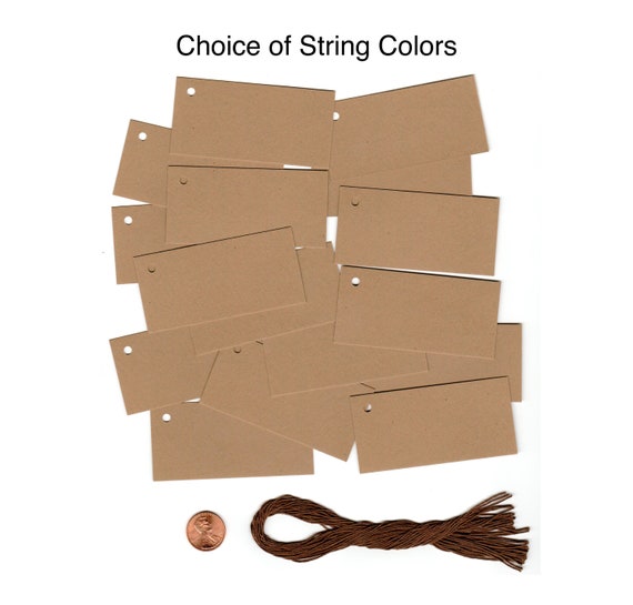 STRINGS 100 BLANK IVORY HANG TAGS 1-1/4"x4" PRICE TAGS INVENTORY CRAFTS VENDOR 