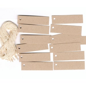 Pequenas etiquetas e cordas Kraft em branco, tamanho 1/2" x 2-1/8". Amarre pequenos artesanatos para adicionar informações, etiquetas Kraft, etiquetas de joias, etiquetas de preço