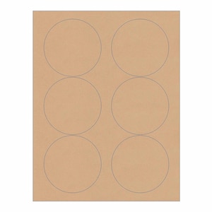 3-1/3&quot; Blank BROWN KRAFT Round Circle Stickers for Inkjet & Laser Printers. Size: 8-1/2&quot;x11&quot; Standard Sheets,Canning Labels,Bulk Stickers
