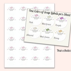 ONE COLOR SOAP Labels,1-2/3&quot; (1.625&quot;) Pre-printed Design,Handmade Soap,Matte Sticker Labels,Soap Label,Soap Packaging,Hand Soap Label