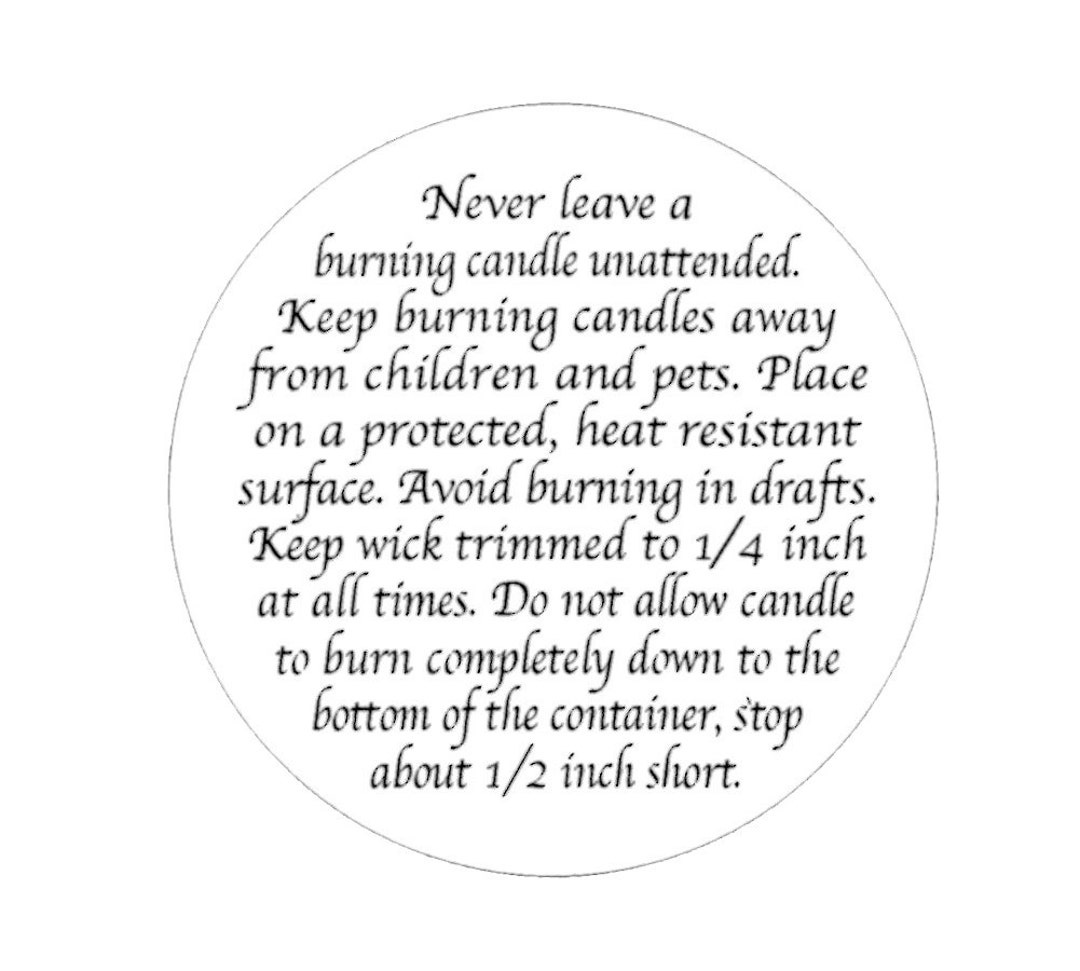 Candle Warning Burning Instruction Labels