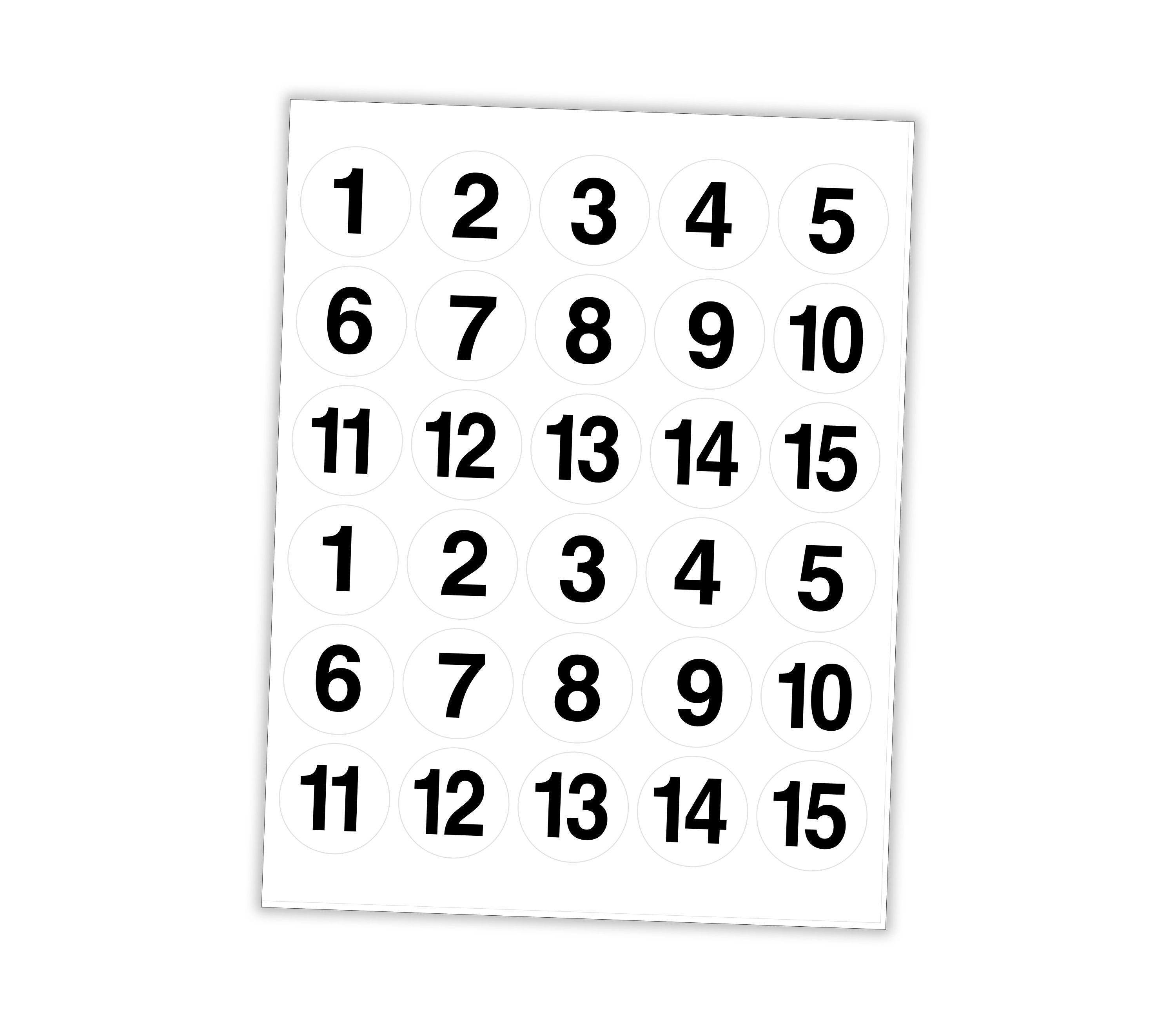 Runde Zahlenaufkleber 1–50 Aus Vinyl – 30 Mm, Schwarz/grün, Wetterfest